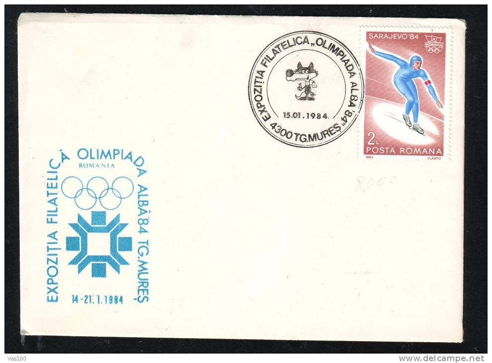 WINTER OLYMPICS, ICE SKATING, 1984, SPECIAL COVER, OBLITERATION CONCORDANTE, ROMANIA - Winter 1984: Sarajevo