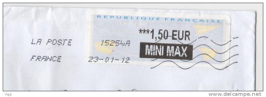 VIGNETTE D'AFFRANCHISSEMENT 1,50 EUR  MINI MAX  Du 23/01/12 Sur Env 220x110 - SUPERBE - 2000 « Avions En Papier »