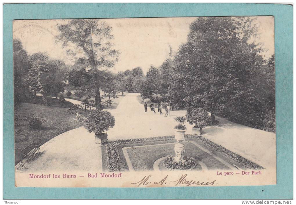 MONDORF  Les  BAINS  -  BAD  MONDORF  -  Le Parc - Der Park  -  1905  -   CARTE  ANIMEE  - - Mondorf-les-Bains