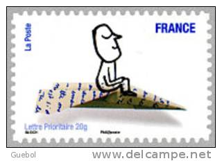 France Autoadhésif ** N°  473,- Sourires De 2010 - Personnage Assis Sur Un Avion En Papier - Unused Stamps