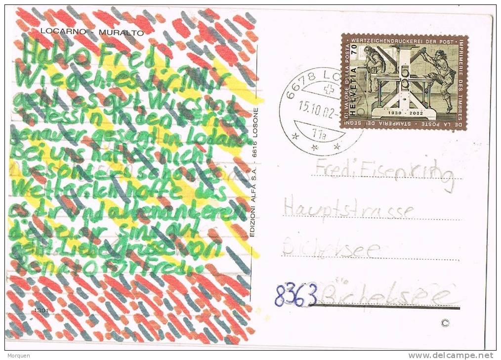 Postal LOCARNO (Suiza) 2002. Vista General - Lettres & Documents