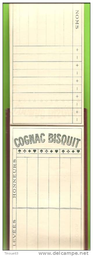 Publicité COGNAC BISQUIT - BRIDGE AUX ENCHERES - Carnet De Marquage Des Points, Règle Du Jeu - Alcolici