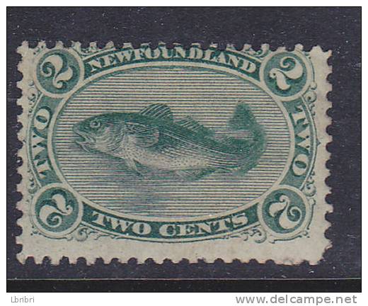 CANADA TERRE NEUVE N° 21 2C VERT SERIE COURANTE MORUE NEUF AVEC CHARNIERE - 1857-1861