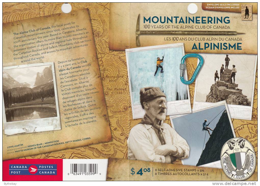 Canada #BK332 Pane Of 8 51c Mountaineering - 100 Years Of The Alpine Club Of Canada - Cuadernillos Completos