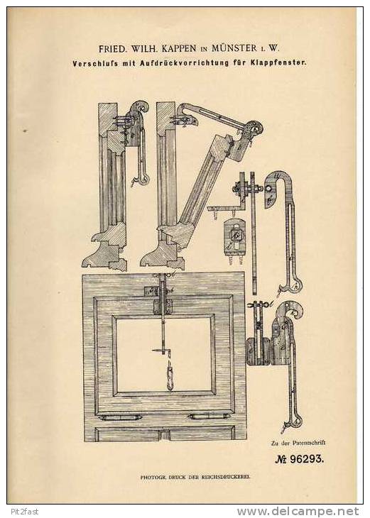 Original Patentschrift - W. Kappen In Münster , 1897, Klappfenster , Fenster , Fensterbau !!! - Architectuur