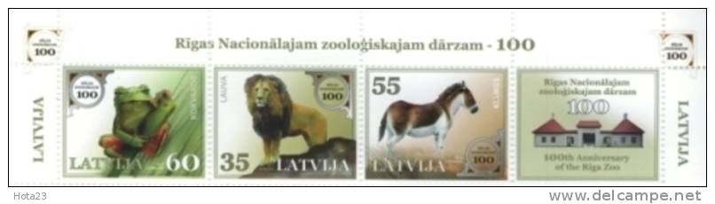 Latvia  100th Anniversary Of Riga Zoo  Animals - Frog , Lion, Horse  Full Set  MNH  2012   Y - Rane