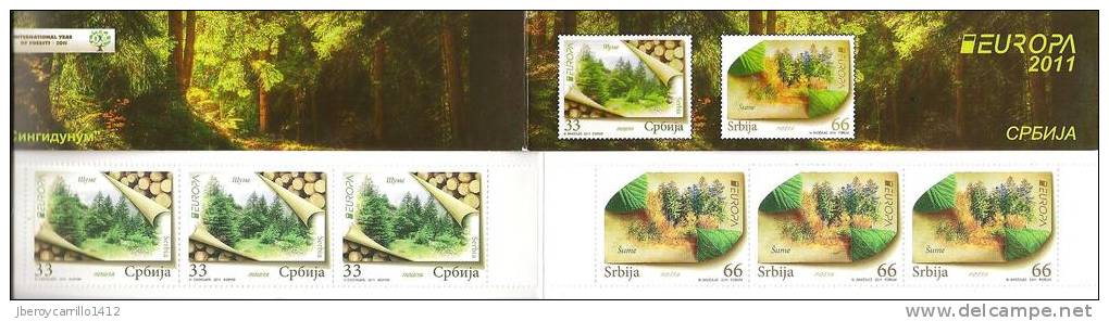 SERBIA - EUROPE 2011-ANNUAL THEME "FORESTS"- BOOKLET Of 3 SETS - TIPO A - PERFORATED - 2011