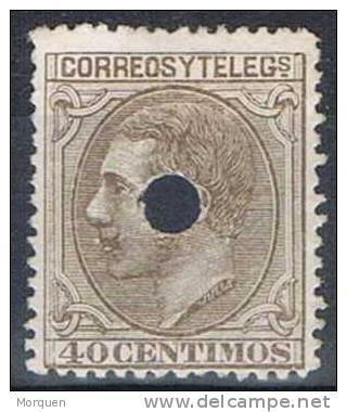 España 40 Céntimos Alfonso XII, Telegrafos, Num 205T - Usati
