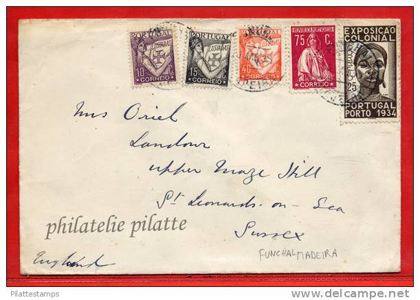 FUNCHAL SUR LETTRE DE 1935 POUR SUSSEX ANGLETERRE - Funchal