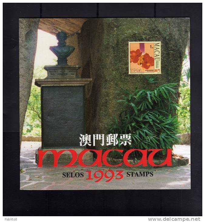 PORTOGALLO COLONIE MACAO - PORTUGAL COLONIES MACAU 1993 FOLDER ANNATA COMPLETA - BOOKLET FULL YEAR - ANO INTEIRO   - - Ungebraucht