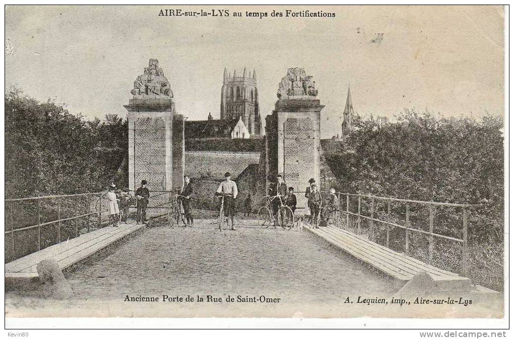 62 AIRE SUR LA LYS Au Temps Des Fortifications Ancienne Porte De La Rue De Saint Omer Cpa Animée - Aire Sur La Lys