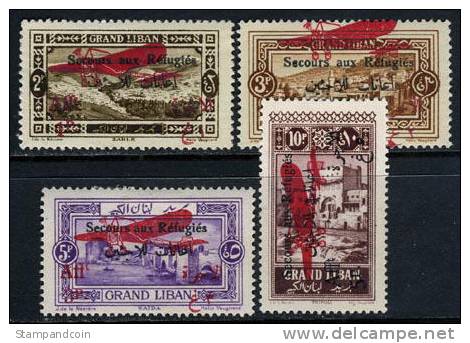 Grand Lebanon CB1-4 Mint Hinged Airmail Semi-Postal Set From 1926 - Poste Aérienne