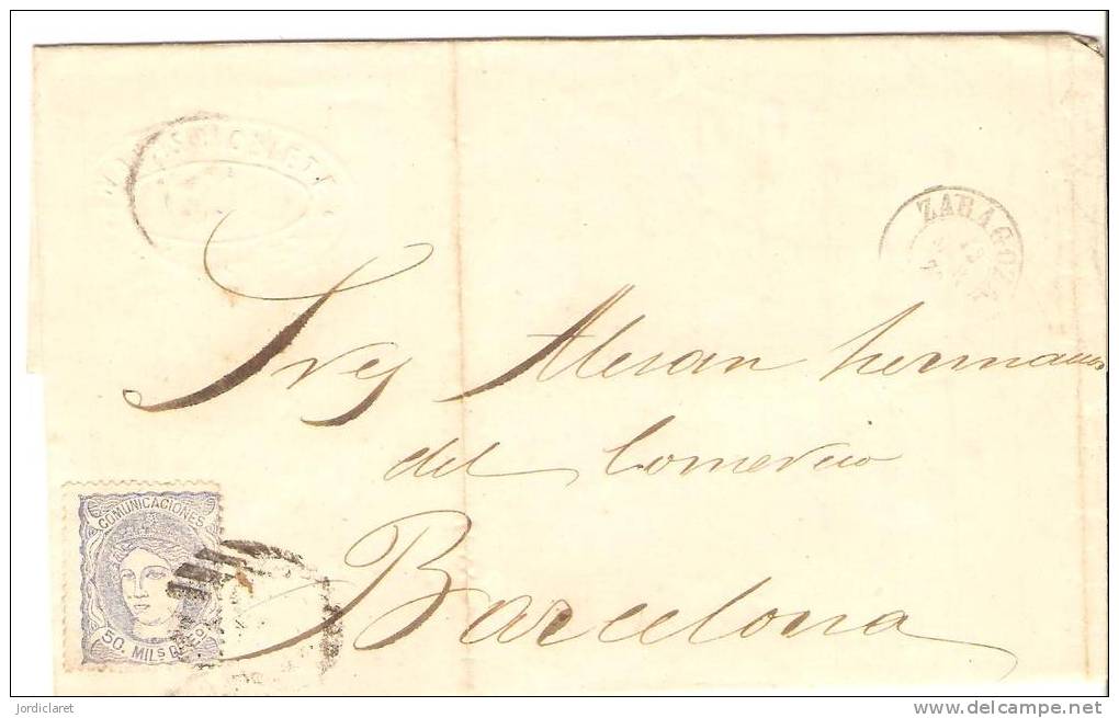 CARTA 1870 ZARAGOZA - Storia Postale