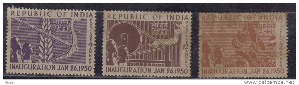 India  MNH 1950  3v Republic, As Scan - Unused Stamps