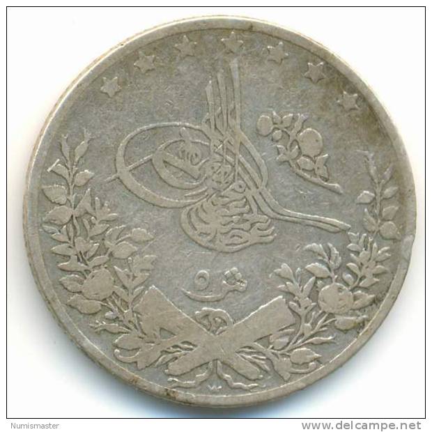 EGYPT , 5 QIRSH 1293/24, UNCLEANED SILVER COIN - Egypte