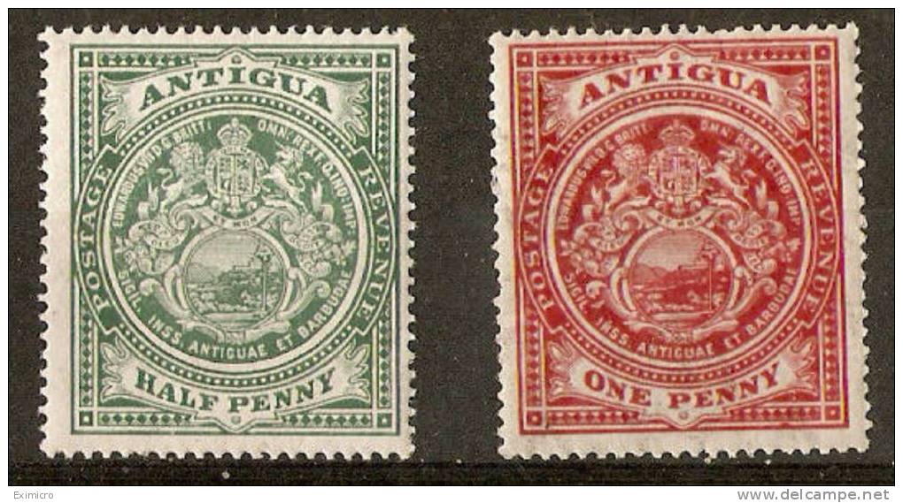 ANTIGUA 1908 - 1917 ½d GREEN, 1d SCARLET SG 41, 44 LMM Cat £14 - 1858-1960 Kronenkolonie