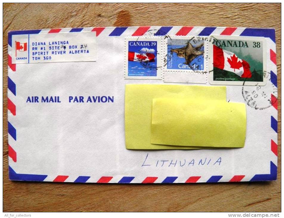 Cover Sent From Canada To Lithuania,  1992, Flag, Squirrel - Gedenkausgaben