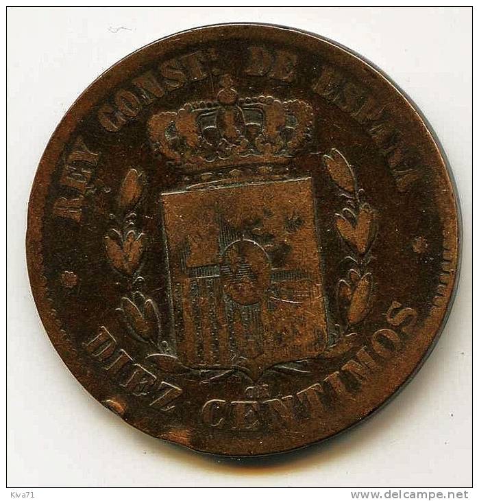 10 Centimos "ESPAGNE"  1878 TTB /VF - First Minting