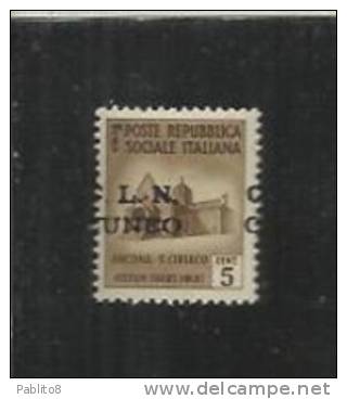 REPUBBLICA SOCIALE CLN CUNEO MONUMENTI CENTESIMI 5 MNH VARIETA´ - National Liberation Committee (CLN)