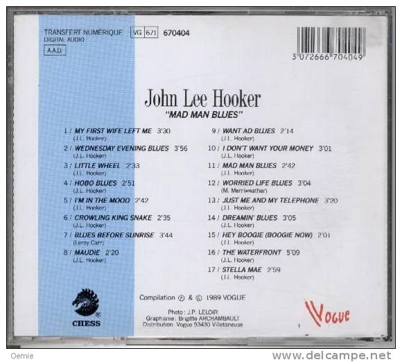 JOHN LEE HOOKER °°°°°°°° MAD MAN BLUES   Cd - Blues