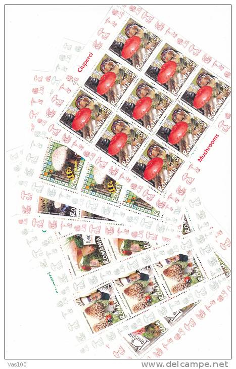 MUSHROOMS,CAMPIGNONS 2008 MINISHEET FULL SET, MNH,ROMANIA.PRICE FACE VALUE! - Feuilles Complètes Et Multiples