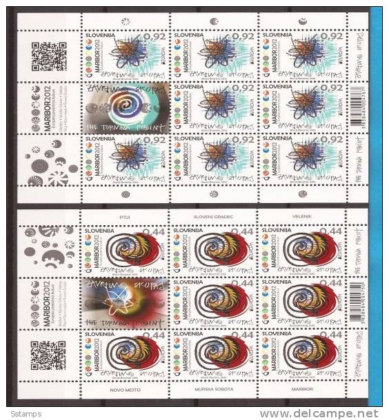 2012  EUROPA CEPT SLOVENIJA SLOVENIA MINI SHEETS  NEVER HINGED - 2012