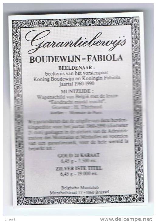 België - Herdenkingsmedaille Boudewijn & Fabiola - Zilver - 1960 - 1990 - TBB - RARE - Ohne Zuordnung