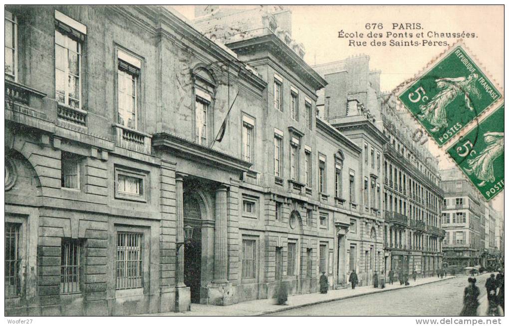 CPA PARIS  école Des Ponts Et Chaussée Rue Des Saints-pères - Enseignement, Ecoles Et Universités