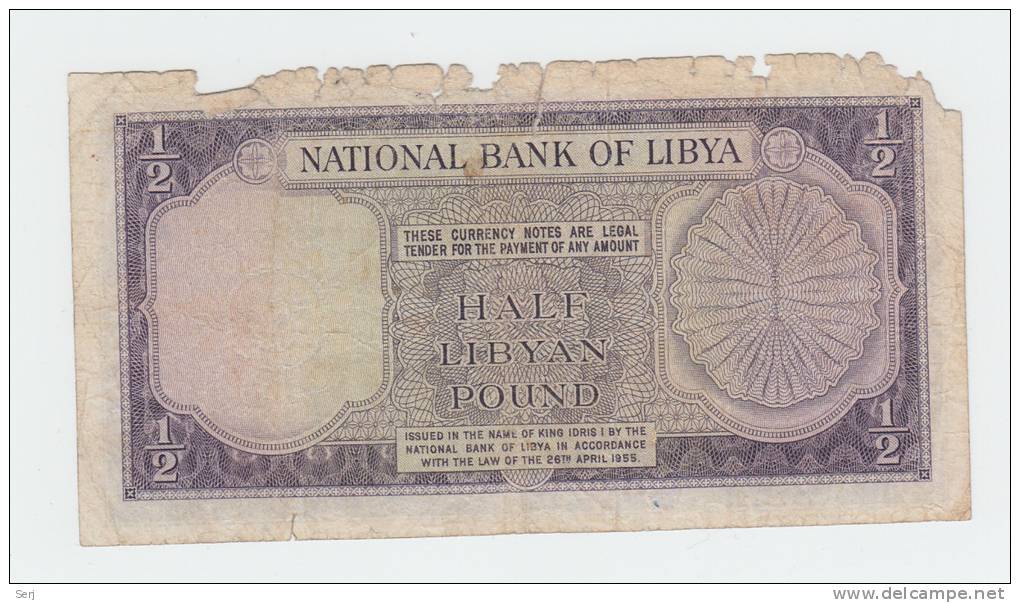 LIBYA 1/2 POUND 1955 P 19b 19 B - Libyen