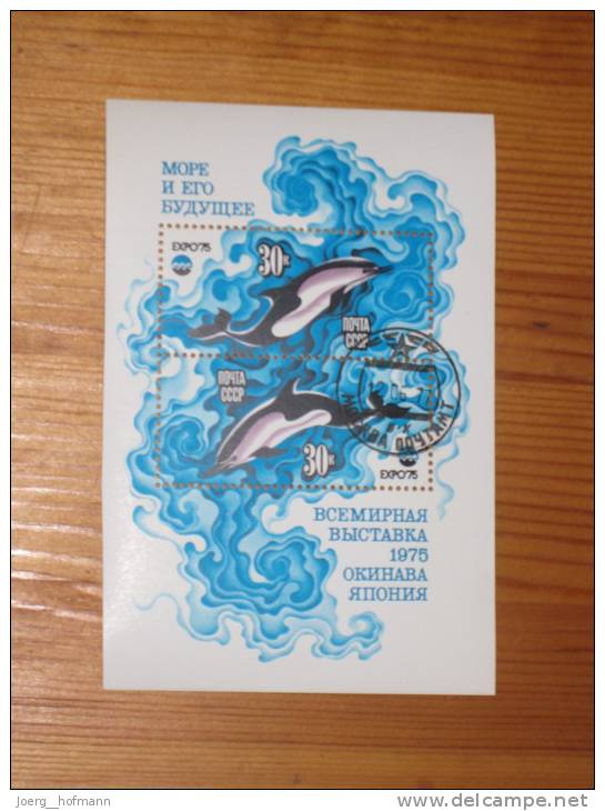 Block Sheet Russlnd Sovjetunion1975 Gestempelt Delfin Delfine Dolphin Dolphins - Dauphins