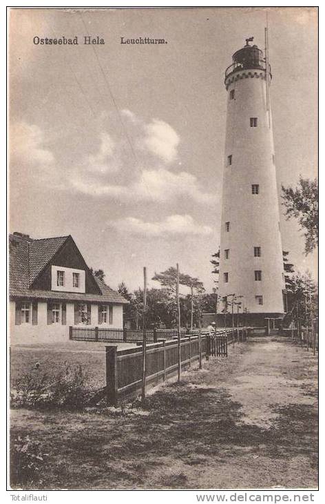 Ostseebad Hela Leuchtturm Belebt Hel Putzig Er Nehrung Puck 14.10.1917 Feldpost Nahe Danzig - Westpreussen