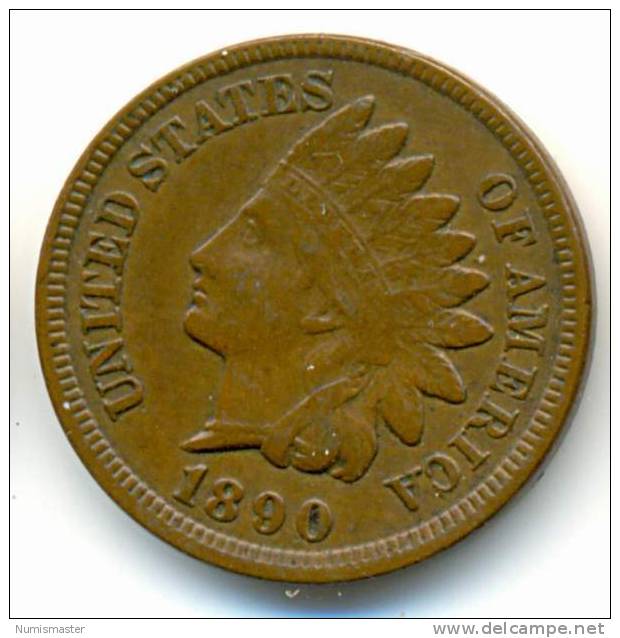 1890 , INDIAN HEAD CENT , UNCLEANED COIN - 1859-1909: Indian Head