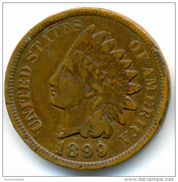 1899 , INDIAN HEAD CENT , UNCLEANED COIN - 1859-1909: Indian Head