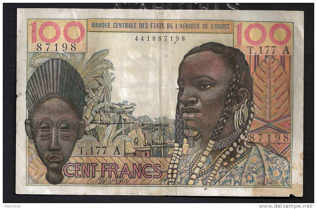 COSTA D´AVORIO (Ivory Coast) :  100 Francs- P101A - 1961 - Sn :441887198 - Ivoorkust