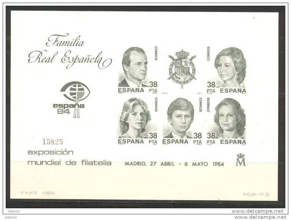 ESPO06-L2775TBH..España  84.Spain Espagne PRUEBA OFICIAL Nº 6  .(Ed PO 6) 1984.EXPO MUNDIAL FILATELIA AÑO 1984. LUJO - Blocchi & Foglietti