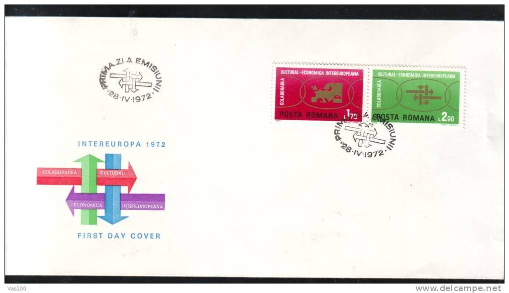 INTEREUROPEAN ECONOMIC AND CULTURAL COOPERATION, 1972, COVER FDC, ROMANIA - Comunità Europea