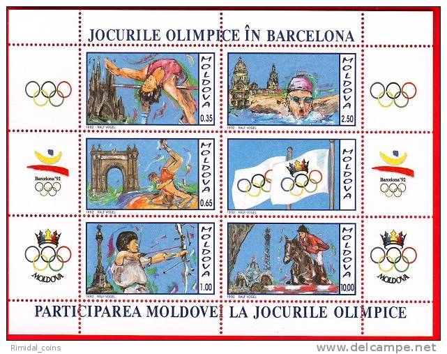 Moldova, Moldawien, Stamp Sheetlet, Summer Olympic Games Barcelona 1992 - Ete 1992: Barcelone