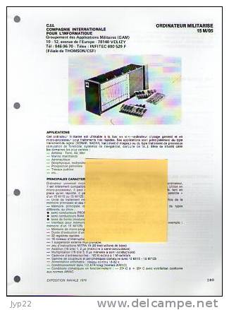 Fiche Marine Nationale Ordinateur Militarisé 15 M / 05 - CII Vélizy - Informatique ... - Equipaggiamento