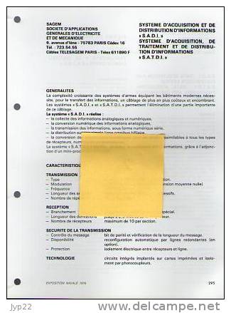 Fiche Marine Nationale Système Acquisition & Distribution Information SADI & SATDI - SAGEM Paris - Equipaggiamento