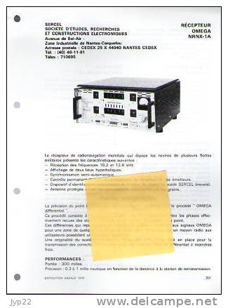 Fiche Marine Nationale Récepteur OMEGA NRNX-1A - Pour Radionavigation - Sercel Nantes - Equipaggiamento