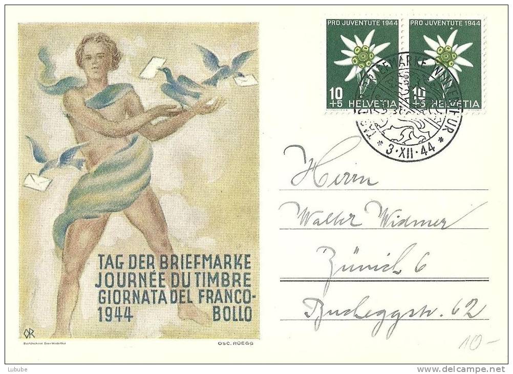 Sonderkarte Tag Der Briefmarke  Winterthur              1944 - Lettres & Documents