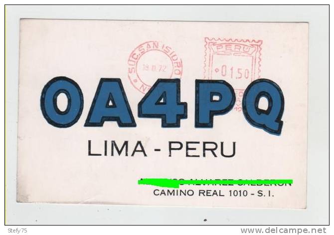 Peru Qsl Radio Amatori - Other & Unclassified