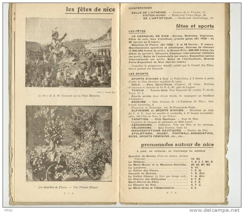 GUIDE TOURISTIQUE DE NICE 1932 RENSEIGNEMENTS PRATIQUES - Auvergne