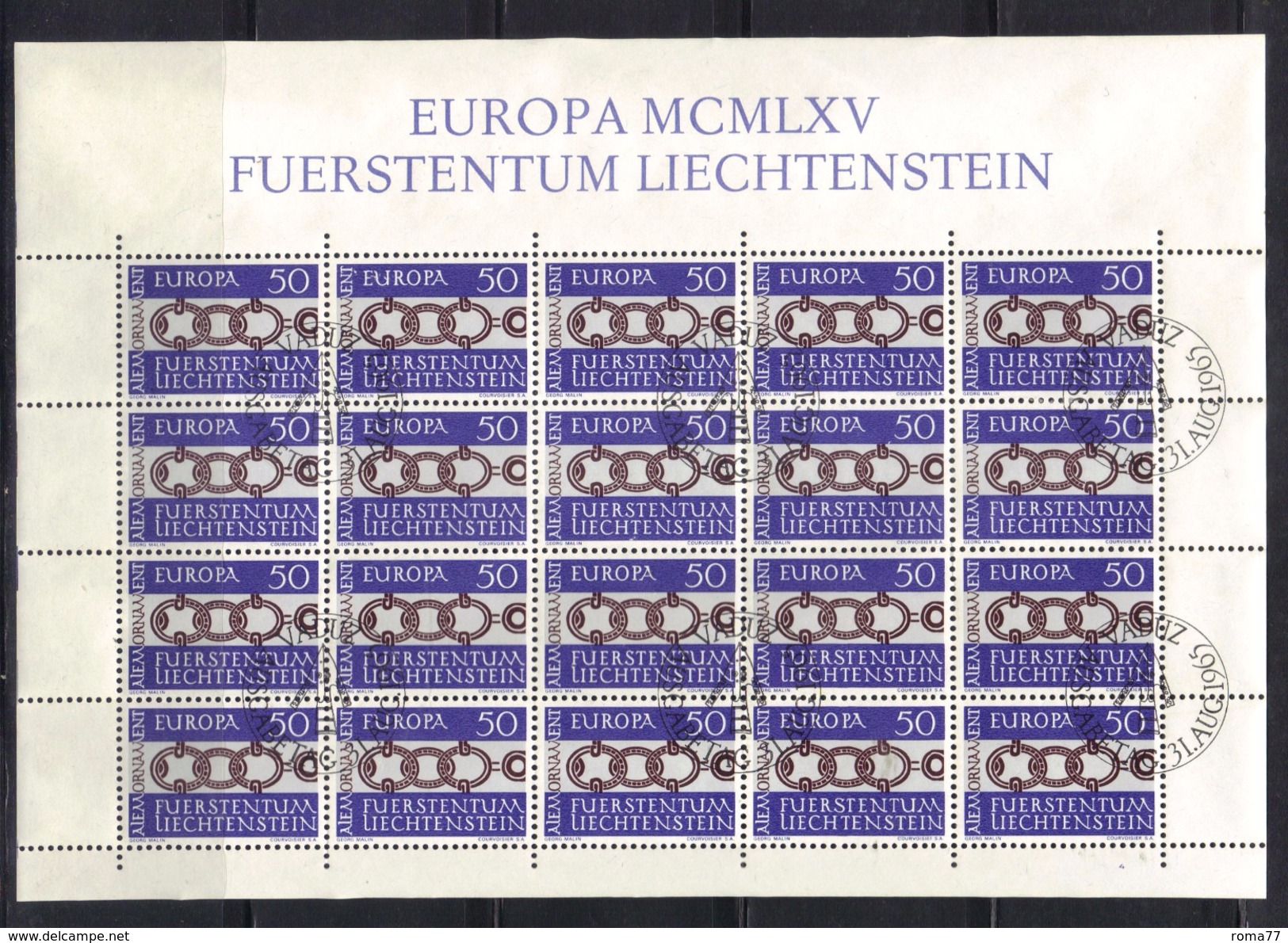 BIG - LIECHTENSTEIN , EUROPA  La Serie 398  In Minifoglio Usato - Blocks & Sheetlets & Panes