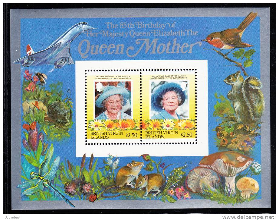 British Virgin Islands MNH Scott #519 Souvenir Sheet Of 2 $2.50 Queen Mother´s 85th Birthday - British Virgin Islands