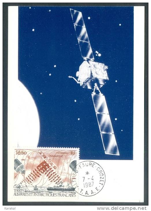 TAAF Y&T PA 99 Satellite INMARSAT 1987 Alfred-Faure Crozet 1/1/1987 Carte Maximum - FDC