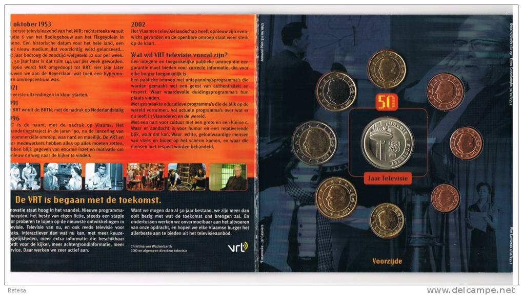 BELGIE  M/MS31  MUNTENSET 50 JAAR  TELEVISIE  2003 - Belgien