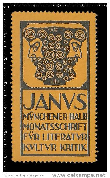 Old Original German Poster Stamp(advertising Cinderella) Mythology, Janus, God Of Beginnings And Transitions, Mythologie - Mitología