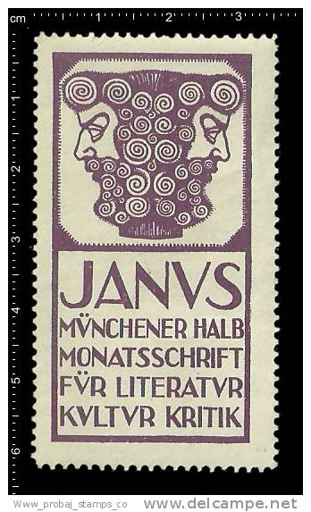 Old Original German Poster Stamp(advertising Cinderella) Mythology, Janus, God Of Beginnings And Transitions, Mythologie - Mitología