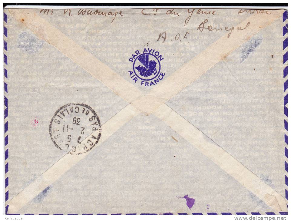 SENEGAL - 1939 - INDIGENE Des SAPEURS MINEURS De L'AOF ! - ENVELOPPE FM RECOMMANDEE De DAKAR Pour AGNY (PDC) - CENSURE - Briefe U. Dokumente